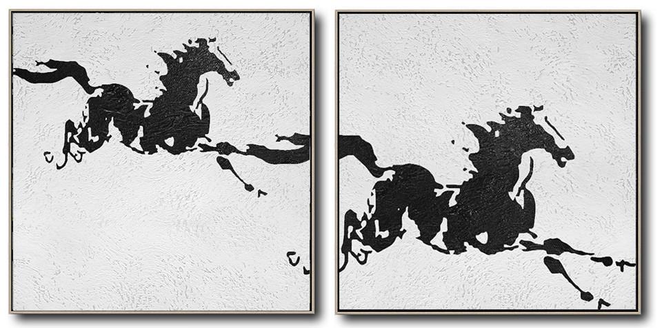 Set of 2 Minimal Horse Art #S159 - Click Image to Close